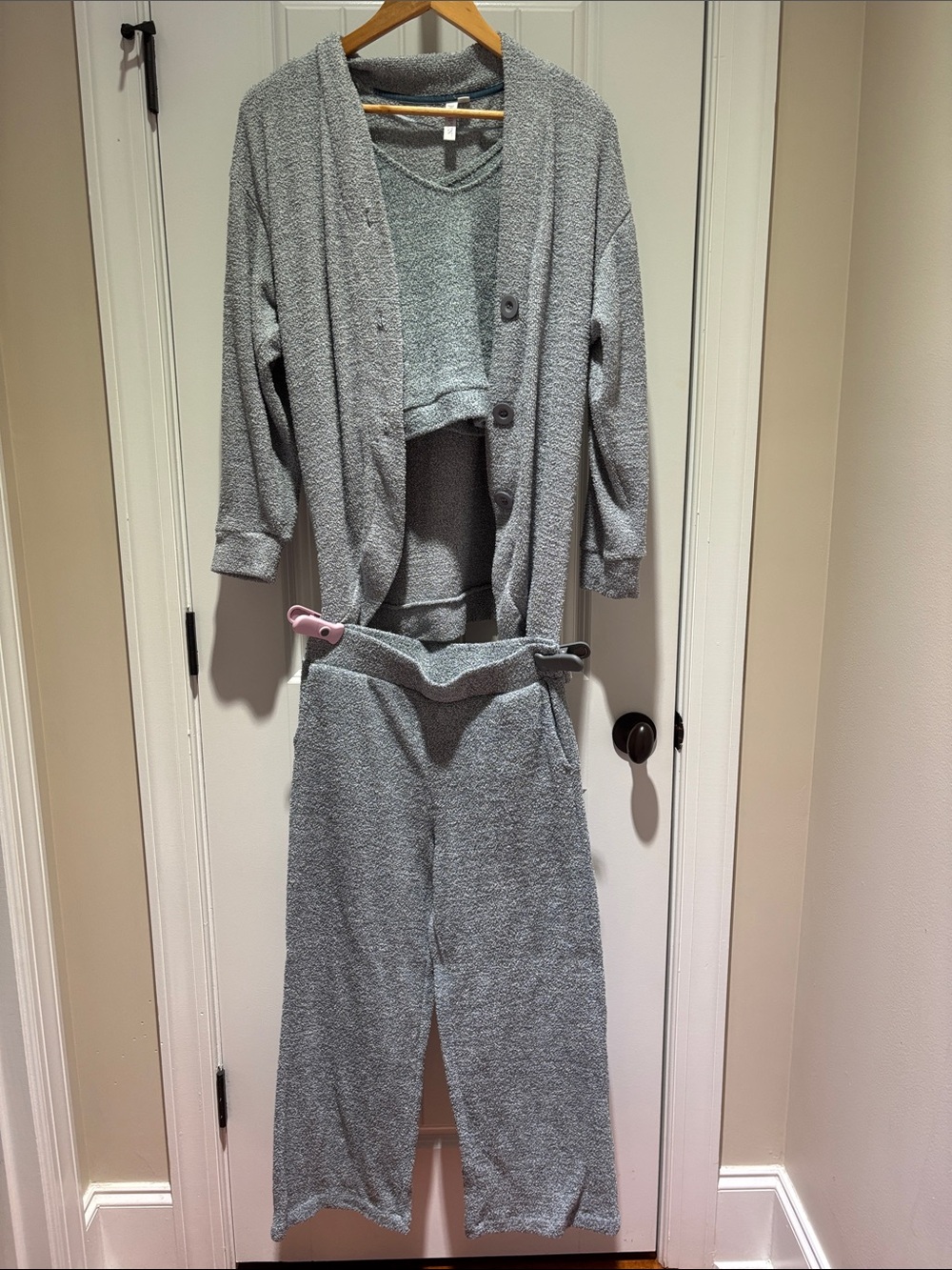 Cozy Grey blue Three-Piece Loungewear Set
